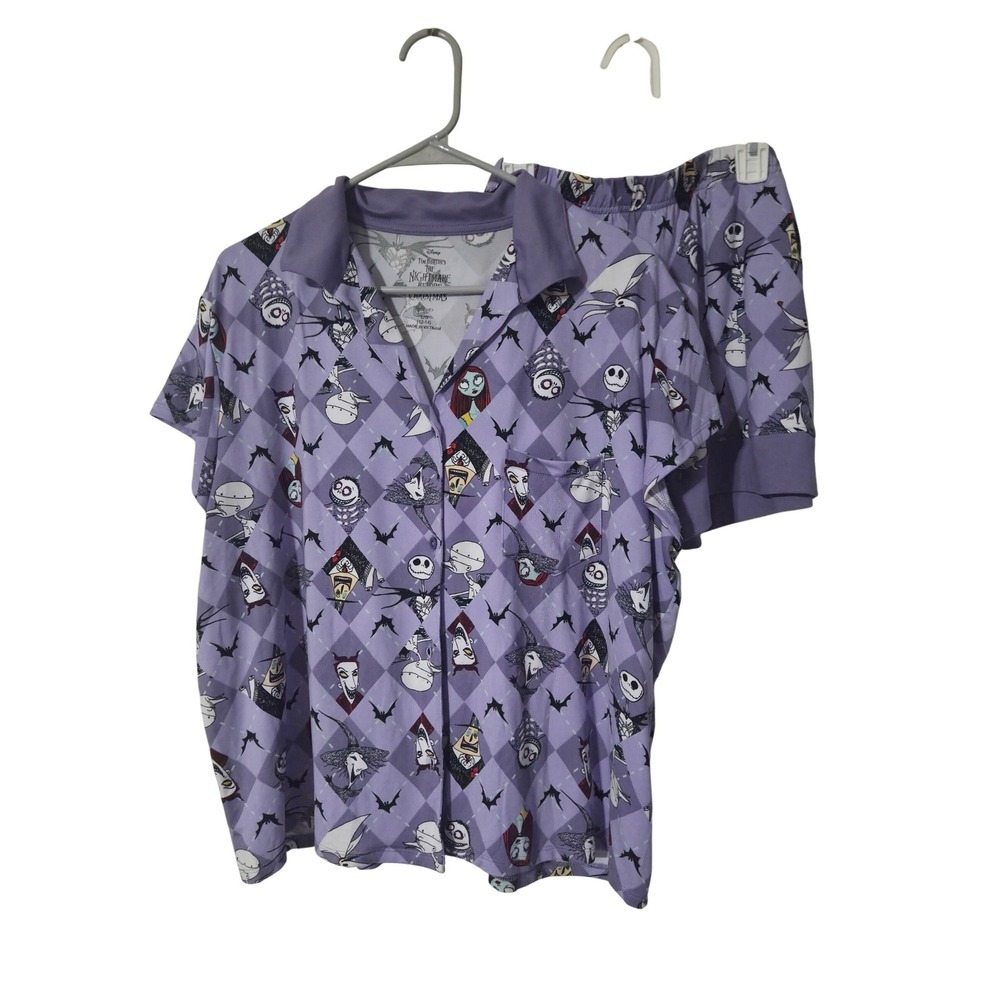 Disney Nightmare Before Christmas Pajama Set Womens L Short Sleeve - Picture 1 of 7